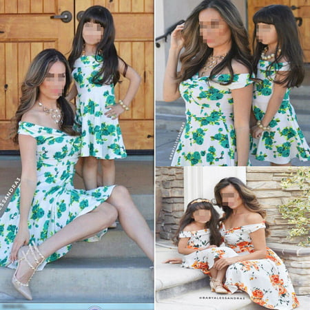 Fashion Women Mother Daughter Matching Dresses Summer Girl Dress Clothes