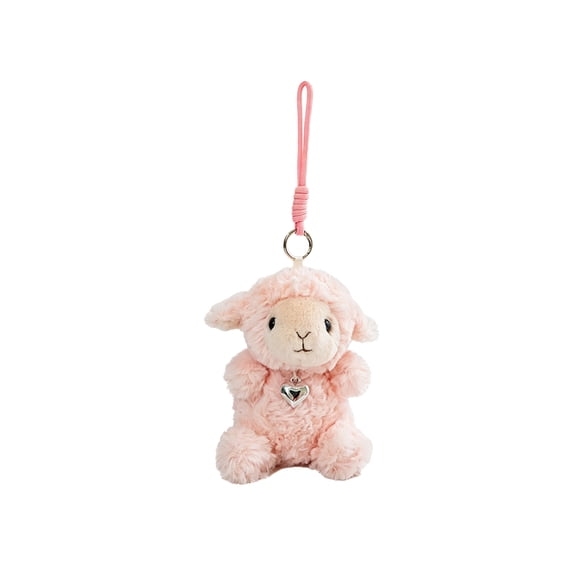 Cute Sheep Plush Toy Pink Stuffed Lamb Doll Hanging Pendant Soft Comfort Toy for Toddlers Kids Bedside Cushion Car Interior Decoration 25cm