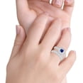 thumbnail image 6 of Two Piece Vintage Princess Cut Ring Blue Sapphire CZ 925 Sterling Silver Size 9, 6 of 7