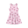 thumbnail image 3 of Ruyang Toddler Girls Midi Dresses Bow Print Crewneck A Line Swing Dresses Summer Cute Casual Beach Sleeveless Tank Dresses, 3 of 4