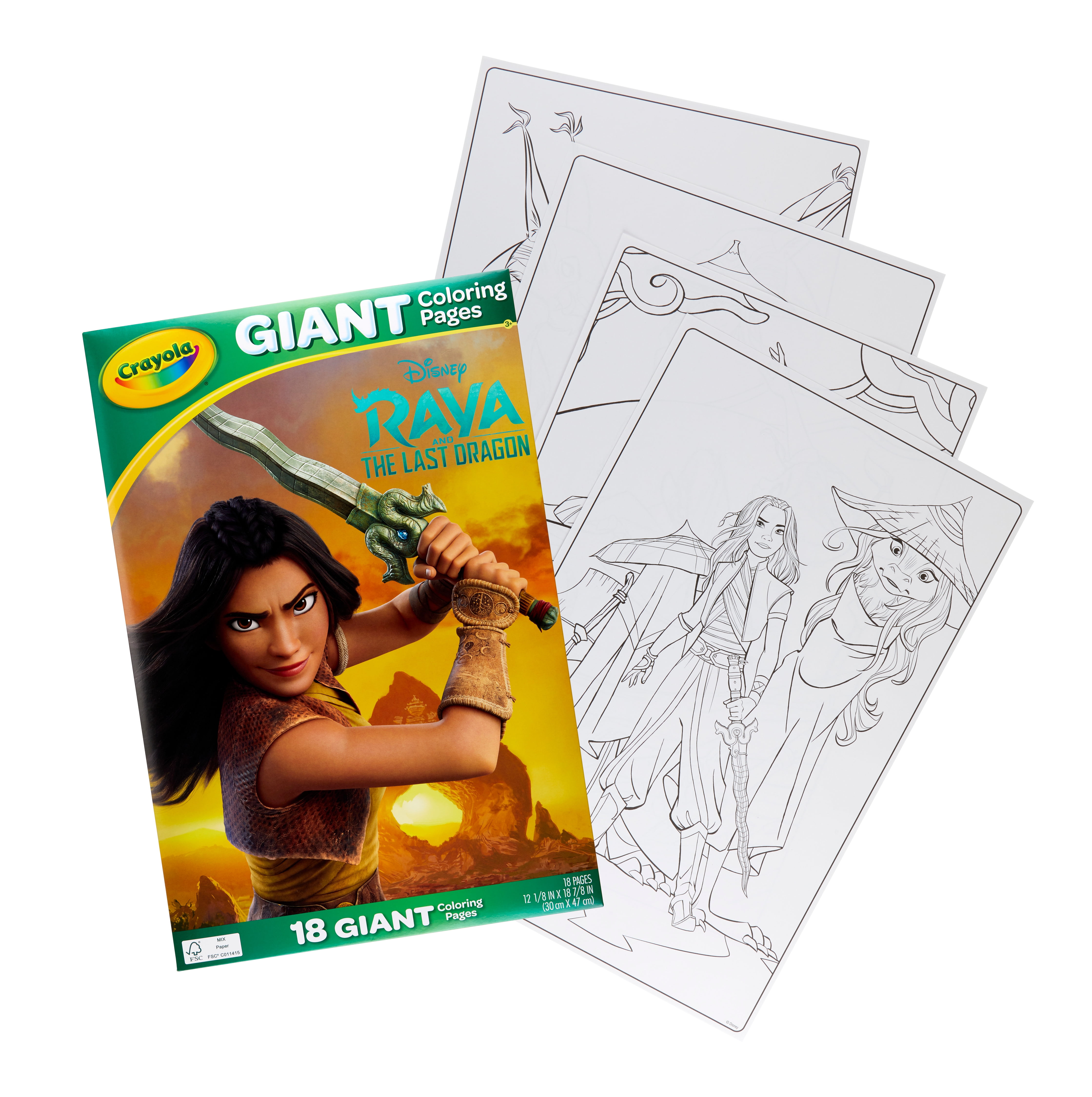 Crayola Giant Coloring Book, Featuring Raya and The Last Dragon, 18 Pages, Gift for Kids
