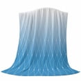 thumbnail image 6 of Blue Ombre Blanket Soft Cozy Warm Throw Blanket for Couch, Plush Fuzzy Flannel Fleece Blankets for Sofa, Modern Geometric Abstract Rhombus Striped Bed Blankets Lightweight Gifts for Women, 50"x60", 6 of 9