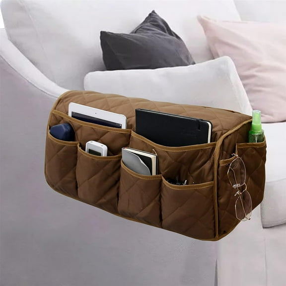Sofa Armrest Organizer Waterproof Armchair Caddy Remote Control Holder for Recliner Non Slip Recliner Organizer Chair Arm Organizer with 14 Pockets for TV Remotes Caddy, Book, Magazines, Ipad