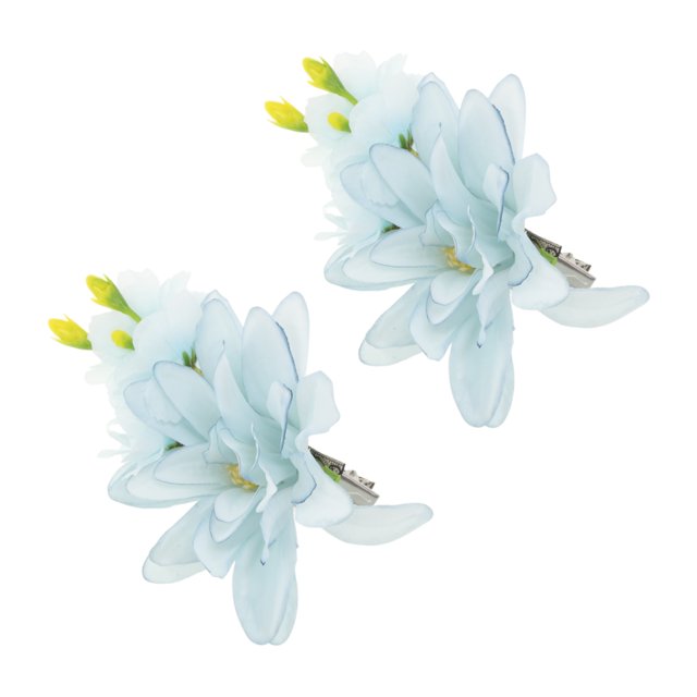 Ofertas Únicas 2 Pcs Clip para el Cabello Grace Nuevas Flores Antiguas Suaves Clip de Pico de Pato Azul