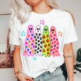 thumbnail image 2 of Colorful Ghosts Halloween T-Shirt, Cute Spooky Season Graphic Tee, Retro Fun Ghost Shirt, Comfort Colors Fall Apparel Gift for Her - White, 3XL, 2 of 5