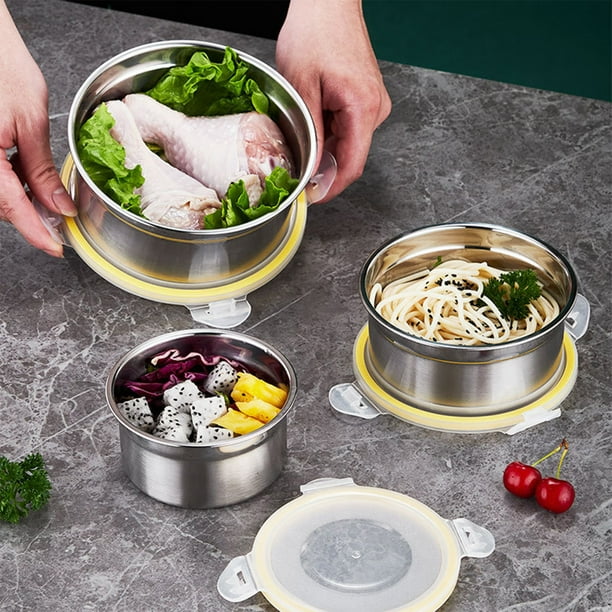 Recipiente hermético de acero inoxidable con tapa hermética. Ideal para preparar comidas, almuerzos y sobras. Diseño rectangular. Aestivo | Plateado | AESTIVO