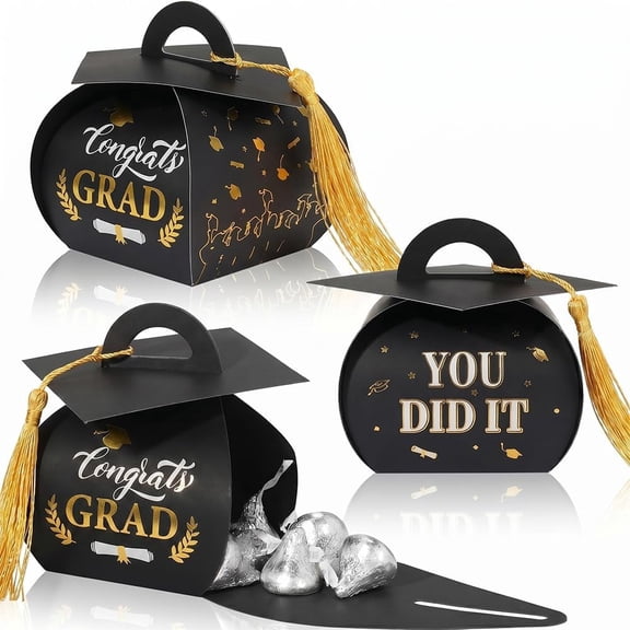 2026 Graduation Gift, Graduation Cap Candy Gift Box with Tassel, Graduation Party Favor Box, Graduation Party Supplies, Cap-Shaped Favor Boxes for Guests(25 PCS)
