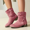 thumbnail image 2 of Woman Boots Chunky Low Heel Pointy Toe Ankle Booties Casual Outdoor Dressy Comfortable Winter Warm Shoes for Women Pink 6, 2 of 9