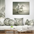 thumbnail image 3 of Designart Fast Moving White Horses - Animal Throw Pillow - 18x18, 3 of 4