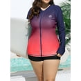 thumbnail image 4 of Sociala Women's Plus Zipper Rash Guard Long Sleeve Color Block Swim Shirt UPF 50+ Swimsuit Tops, 4 of 7