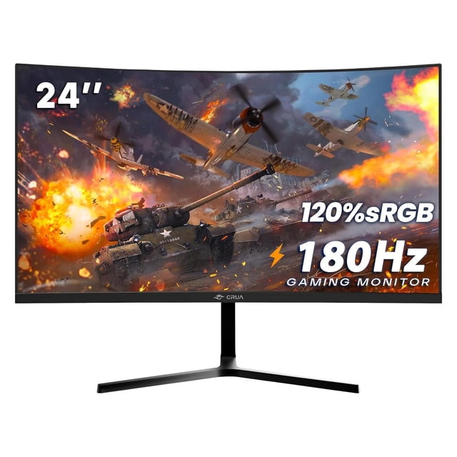 Monitor Curvo CRUA Negro 24 Pulgadas FHD 1080P 165 Hz para Juegos