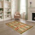 thumbnail image 2 of ODIKA 4'x6' Olive Green Mid Century Geometric Arch Washable Area Rug Retro Curved Arches Earthy Palette Minimalist Repeat for Bedroom, Reading Nook, Pet Friendly & Non-Shedding, 2 of 7