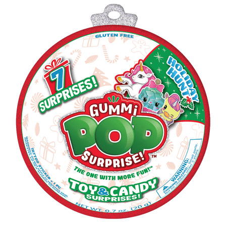 Gummi Pop Surprise Holiday Hunt Girl 7 Surprises Fruit Flavored Gummies and Fun Collectibles