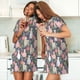 thumbnail image 4 of Fotbe Llamas Bata de Dormir para Mujer con Estampado, Camisón de Algodón de Manga Corta, Ropa de Dormir Casual, 4 of 6