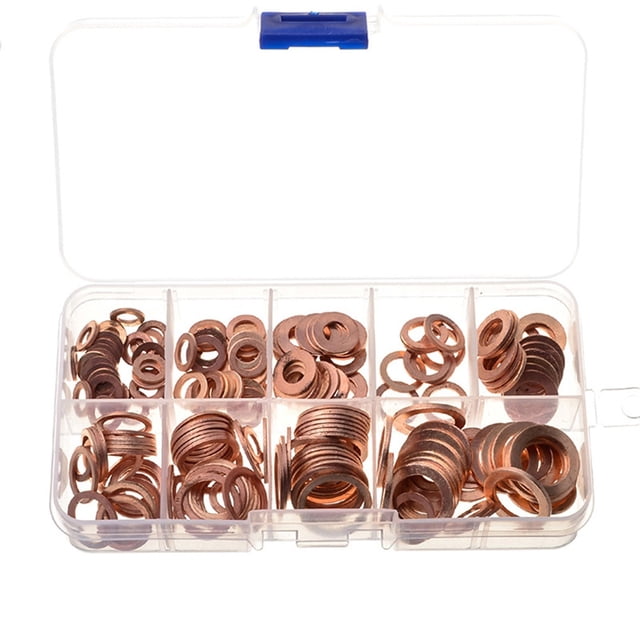 200pcs Copper Sealing Washer Gasket Oil Drain Plug Gasket Assortment Set