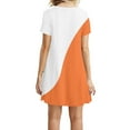 thumbnail image 5 of Bigersell Women Summer Tunic Dress Color Block Printed Casual Loose Short Sleeve Round Neck Mini Dress Swing A-Line Beach Sundresses T-Shirt Dresses, Orange XL, 5 of 5