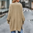 thumbnail image 6 of ICHUANYI Womens Trendy Soft Casual Solid Knit Sweater Open Front Long Sleeve Side Slit Long Cardigans Fall Winter Outwear Coat, 6 of 6