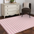thumbnail image 4 of Pink Striped Large Area Rugs for Bedroom Living Room, Soft Non Slip Carpet Bedside Rug, Modern Simple Farmhouse Beige Vintage Rectangular Floor Cover Kitchen Accent Rug 4'x6' for Dining Room/Office, 4 of 9