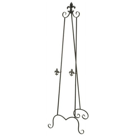 UPC: 0758647631032 | DecMode Traditional Black Metal Easel with Fleur de Lis Designs and Support Chain  21 W x 65 H