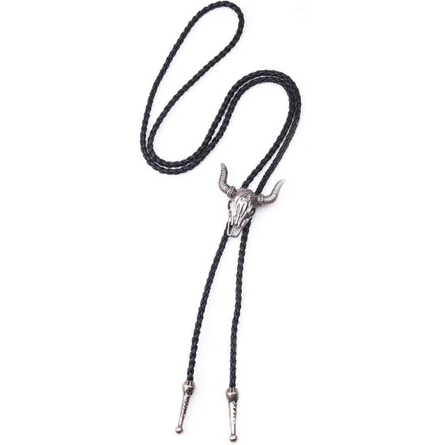 Mens Leather Necklace, Adjustable Vintage Bolo Tie for Men, Unisex Wild West Theme Cowboy Accessories