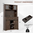 thumbnail image 3 of Gymax 72'' Coffee Bar Cabinet with Wine Bottle Rack Microwave Countertop 3 Drawers, 3 of 10