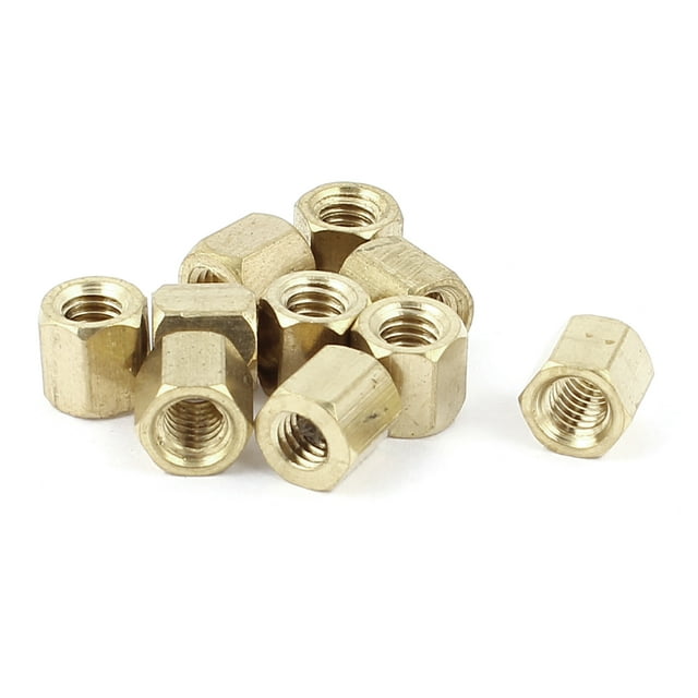 Unique Bargains M4 x 6mm Female/Female Thread Brass Hex Standoff PCB Pillar Spacer 10pcs