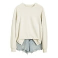 thumbnail image 1 of HNMKIU Chemises pour Femmes Chandail en Molleton pour Femmes Hauts Décontractés Raglan Manches Longues Col Rond Chandail Chandail en Molleton Décontracté Couleur Unie Hauts, 1 of 4
