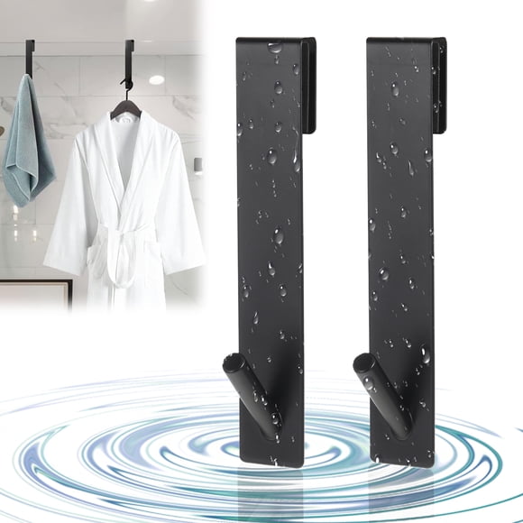 Bewildely Gancho para puerta de vidrio, ahorro de espacio, de acero inoxidable, instalación cómoda y fácil, 2 uds. Accesorios de baño acero inoxidable
