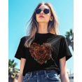 thumbnail image 3 of Women's T-Shirts, Valentine's Day Love Roses Cotton Crewneck Tee Short Sleeve Casual Tops Loose Graphic T-Shirt Black, XL, 3 of 7