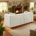 thumbnail image 4 of 78" Convertible Sofa Bed, Corduroy Deep Seat Folding Pull Out Couch with Pillows, No Assembly Modern Boneless Couch Compression Sofa in Box, Floor Sofa with Storage Pocket for Living Room Beige, 4 of 9