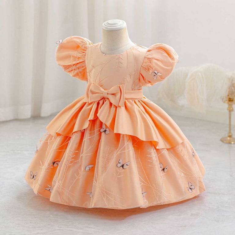 light orange flower girl dress Burnt Orange Flower Girl Dress Lace & Fall Embroidery 3