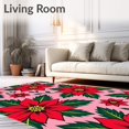 thumbnail image 2 of ODIKA 3'x5' Machine Washable Non-Slip Area Rug, Poinsettia Bloom Hook Kit Christmas Flower Embroidery Canvas High Traffic Rug with Pad, Pink, 634123, 2 of 8
