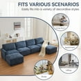 thumbnail image 6 of DOMICARE 144" Blue U-Shaped Modular Sectional Sofa with 2 Ottomans, Oversized 6 Seater Couch with Thick Chenille Cushions, Comfy Living Room Sofa, 6 of 7