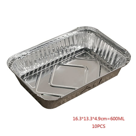 2019 New 10pcs Rectangle Shaped Disposable Aluminum Foil Pan Take-out Food Containers with Aluminum Lids/Without