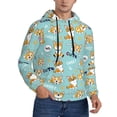 thumbnail image 2 of Uemuo Cute Dogs Corgi Pattern Men's Hoodie - Casual Pullover Hoodie with Kangaroo Pocket, Stylish Hooded Sweatshirt for Everyday Wear-Small, 2 of 7