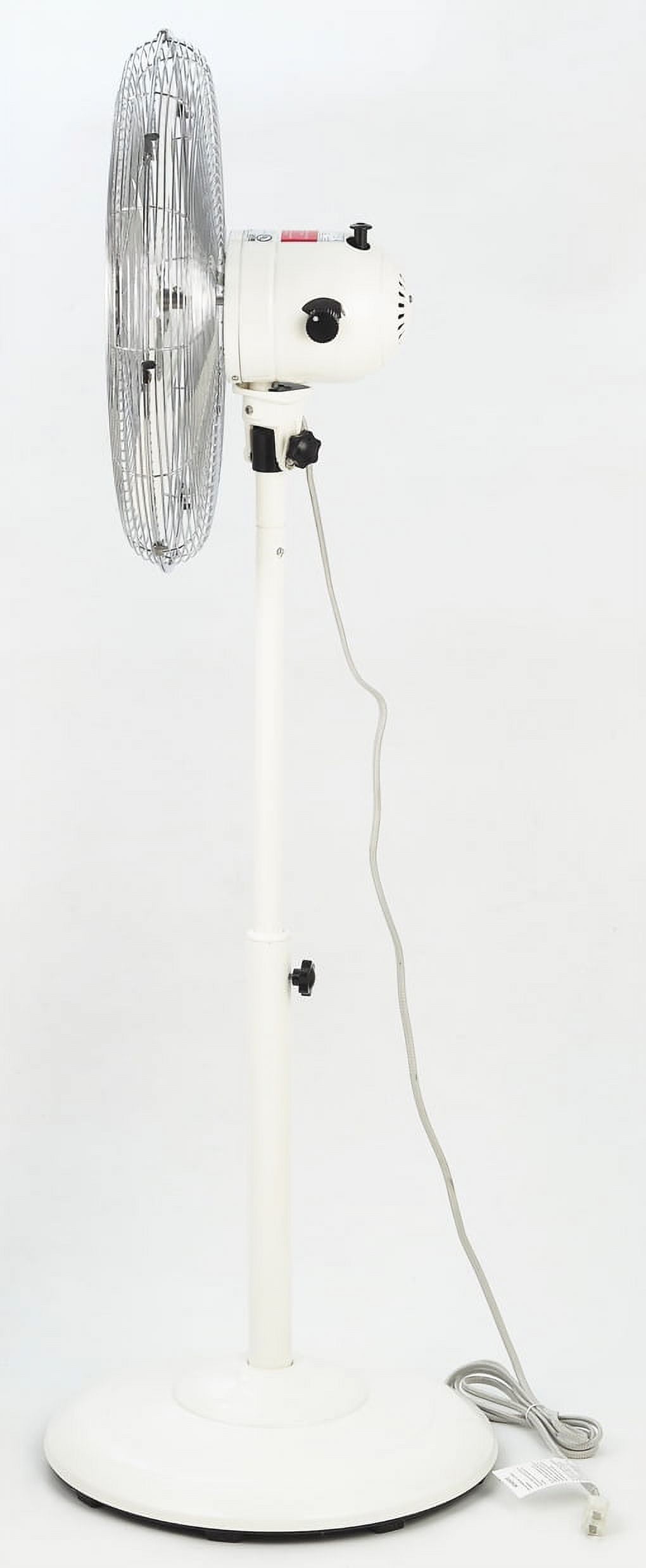 Better Homes & Gardens 16" 3-Speed Retro Metal White Adjustable Height Oscillating New Pedestal Fan