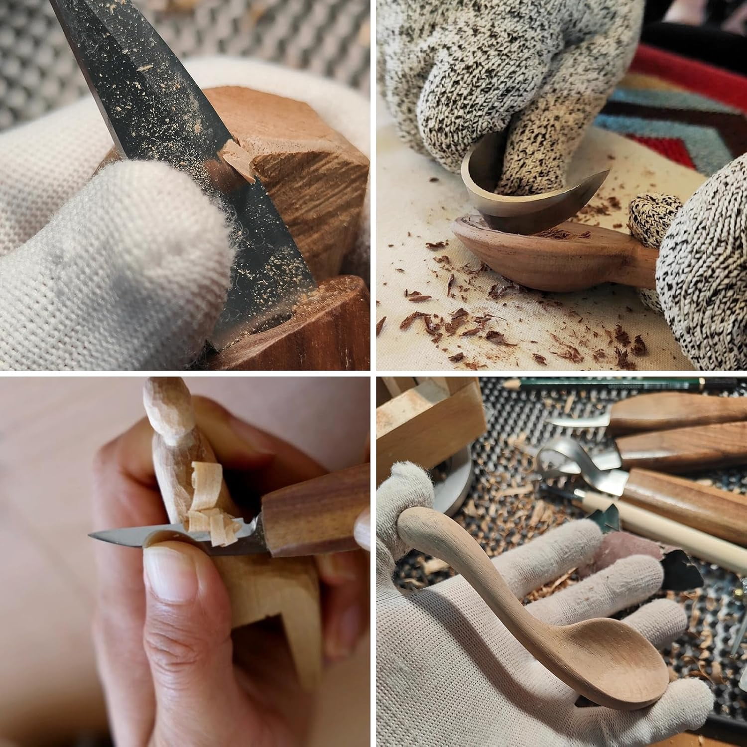 Wood Carving Kit 16PCS, Whittling Knife Set with Gloves, Sharpening Stone & Storage Bag, Wood Carving Tools for Beginners and Adults DIY