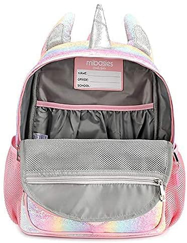 Mibasies Kids Unicorn Backpack for Girls Rainbow School Bag Mermaid Purple 