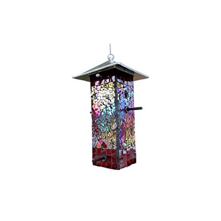 Stained Glass Mosaic Bird Feeder Rainbow Glass Design By