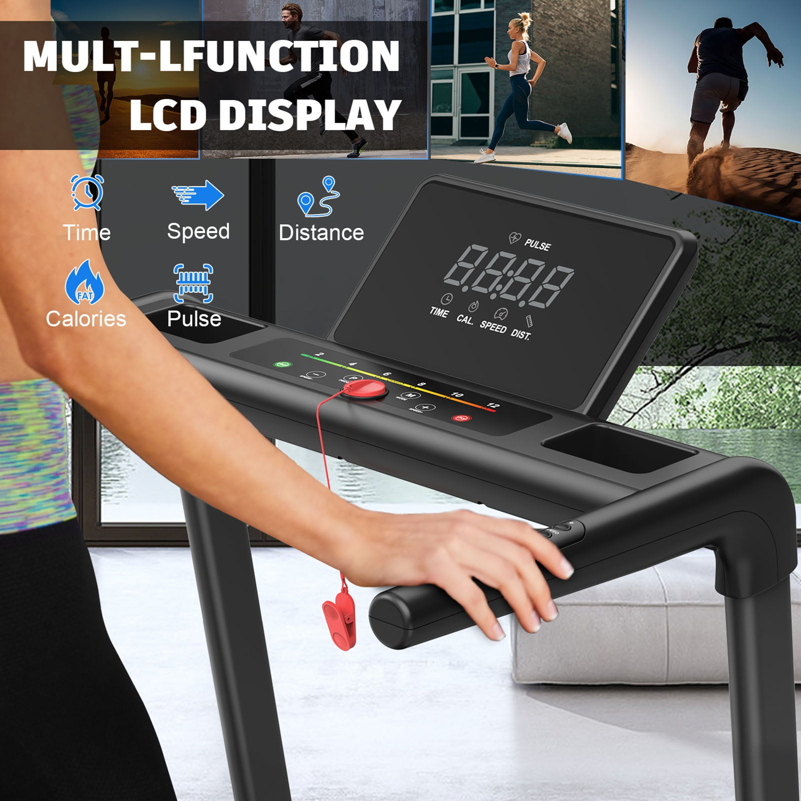 Folding Treadmill for Home, 3.5HP Quiet Brushless Treadmills with Handle 330 lbs Capacity, 4% Incline, LED Display & APP Control, Compact Foldable Walking Pad for Home Apartment Office