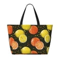 thumbnail image 2 of Kdxio Orange Lemon for Beach Bag for Women Large Beach Tote Bag Waterproof Sandproof Swim Bag with Zipper Pockets Beach Vacation Travel, 2 of 7