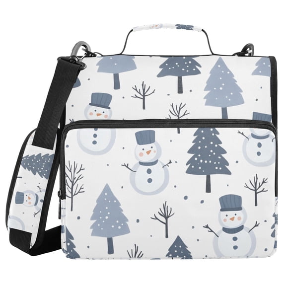 FORMRS Zipper Binder with Shoulder Strap 2-inch Ring 500 Sheet Capacity File Bag, Cute Snowmen