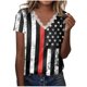 thumbnail image 2 of Fiudx Ofertas de La Semana Moda Mujer Casual Día de La Independencia Impresión Blusa Manga Corta Camiseta Verano Encaje Tops, 2 of 4