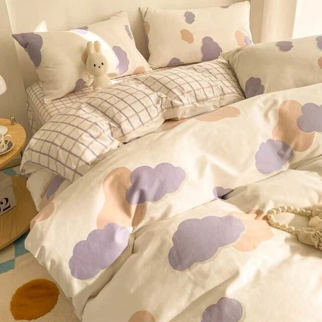 Ensembles de Literie Simples à Cerises Rouges Housse de Couette à Fleurs Nordiques Taille Simple Double Linge de Lit Housse de Couette pour Filles Adultes Déco Textile de Maison