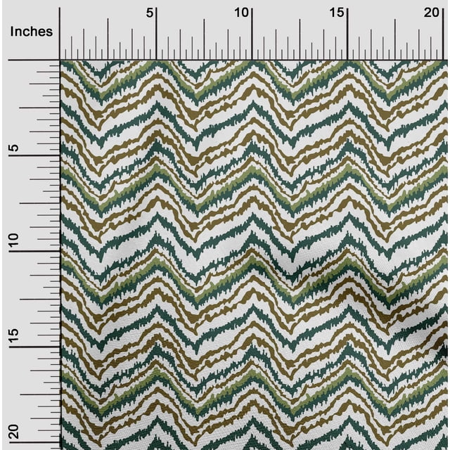 oneOone Organic Cotton Voile Fabric Chevron Flame Stitch Decor Fabric Printed BTY 42 Inch Wide