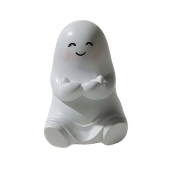 ShengapQ Cute Ghost Figurine, Resin Ghost Statue, Kawaii Home Decor, Halloween Ornament, Miniature Ghost Reading Book, Adorable Desktop Decoration