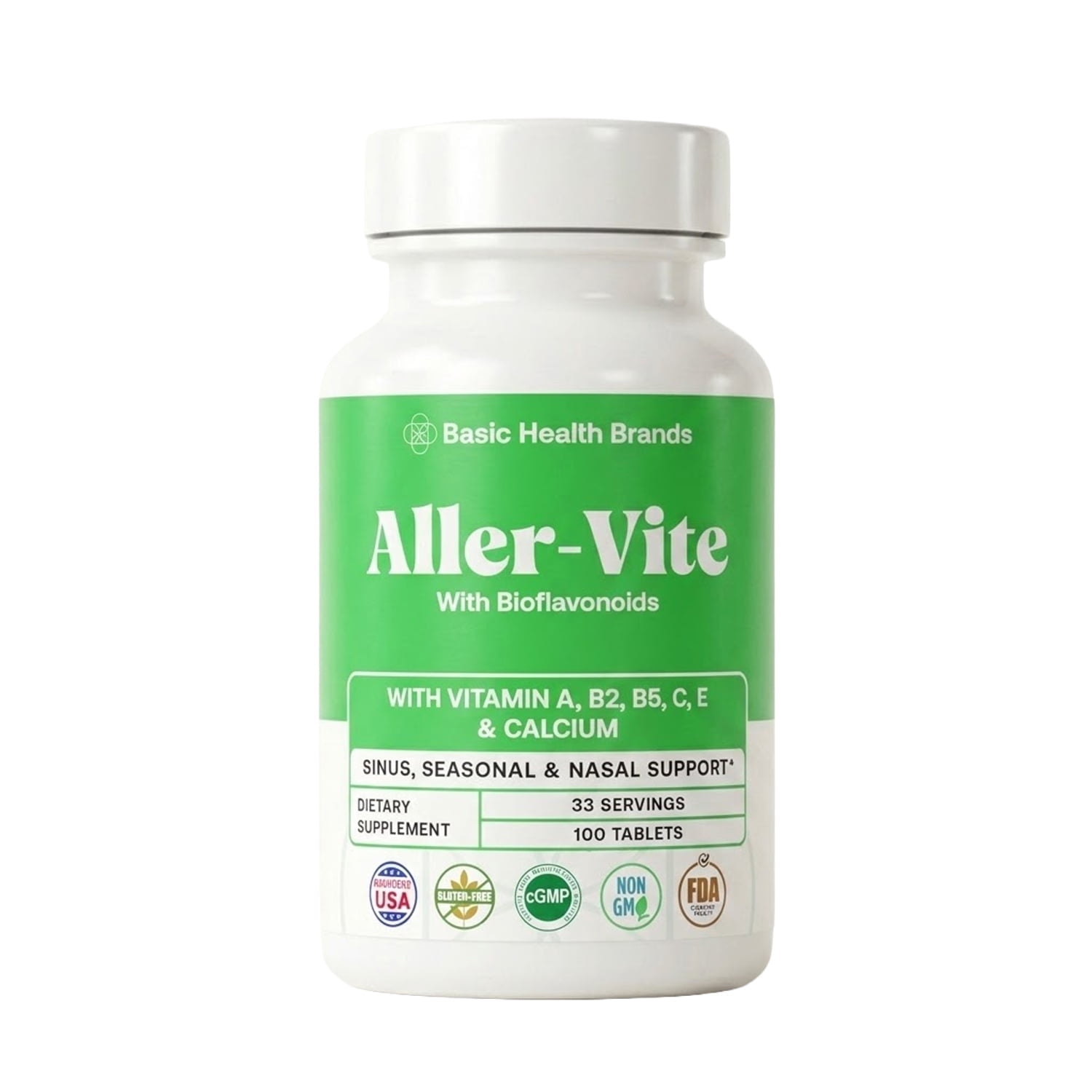 Basic Health Brands Aller-Vite Bioflavonoids Nasal Sinus Support, 100 Tablets