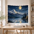 thumbnail image 5 of Moonlit Mountains Reflecting in a Calm Lake Serene Illustration for Nature Lovers, Celestial Home Art Decor Housewarming Gift Tapestry Wall Hanging for Bedroom and Living Room, 5 of 7