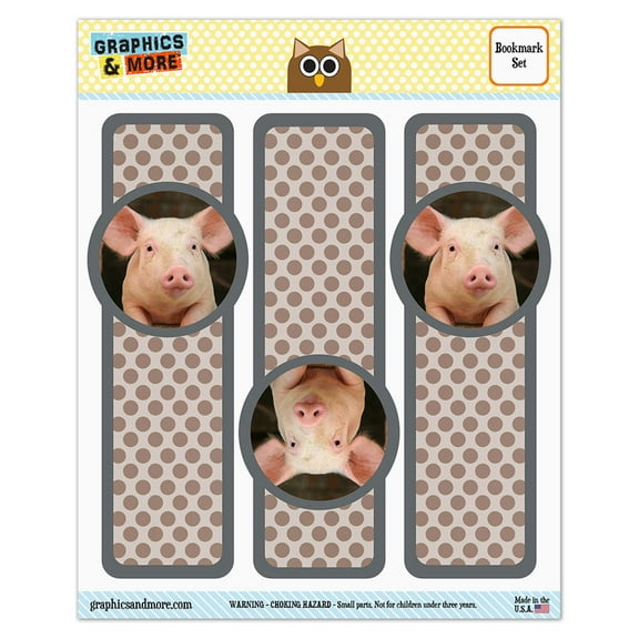 Little Pig Piggy Glossy Laminated Bookmarks - Set of 3