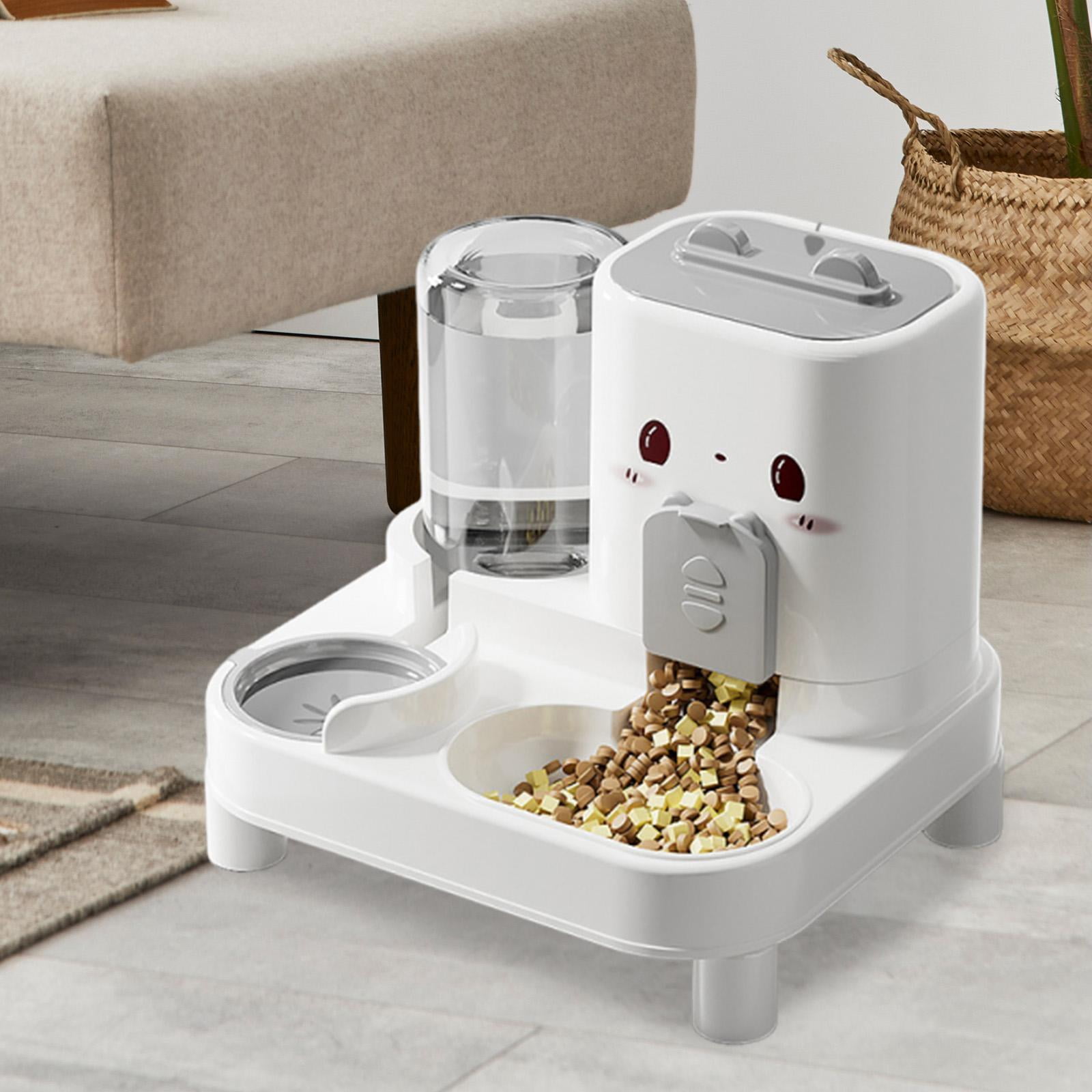 Stgfyxgs Automatic Cat Feeder and Water Dispenser Automatic Pet Feeder Convenient Compact Household Food feed Pet Food Bowl for Kitten White